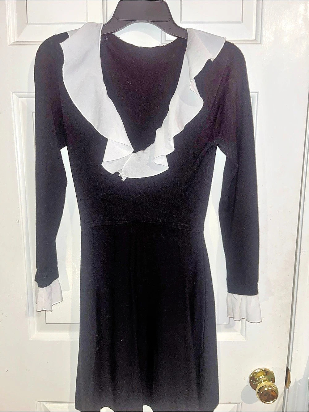 Zara Ruffle Collar Mini Dress in Black & White Size Small